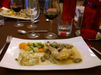 Bresse-Huhn mit Morcheln